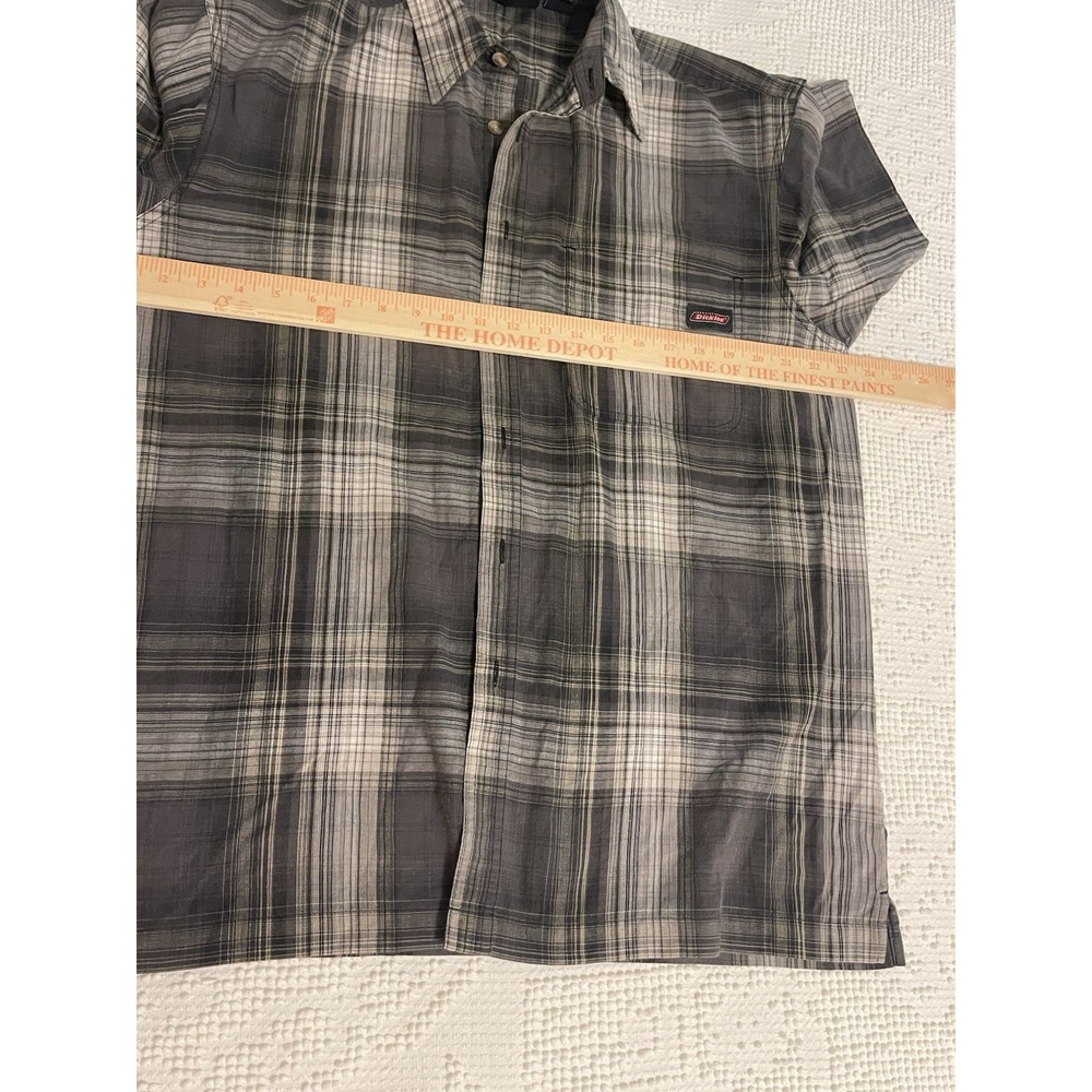 Dickies Mens Large Multicolor Plaid Relaxed Fit Short Sleeve Button Up Shirt - Picture 7 of 10